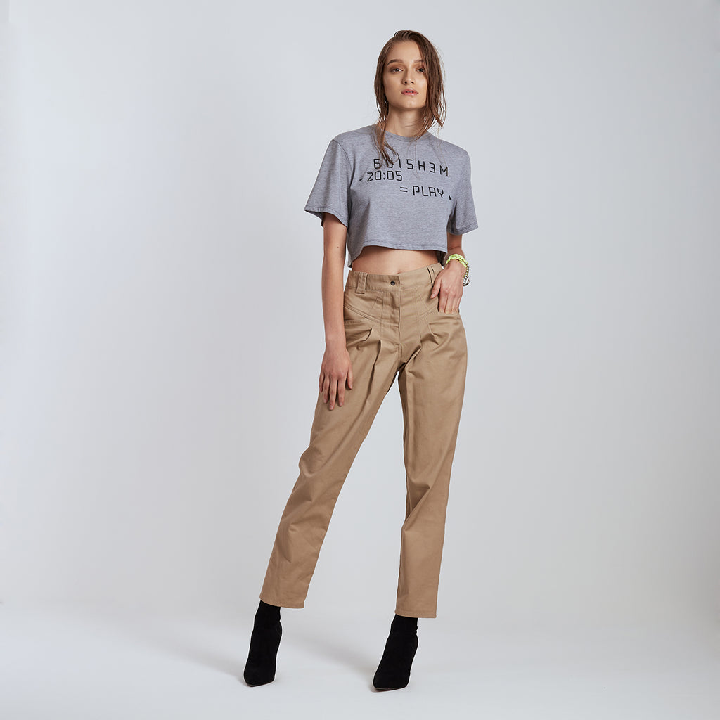 GUiSHEM Crop T-Shirt, color grey with play print